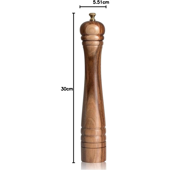 DeroTeno pepper mill made of acacia wood with stainless steel grinding mechanism, H 30 cm