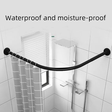 Штанга для душу без свердління, L-подібна, регульована, з нержавіючої сталі, для ванної кімнати та гардеробної (75-95 x 75-95 см) (Чорний, 75-95*90-130)