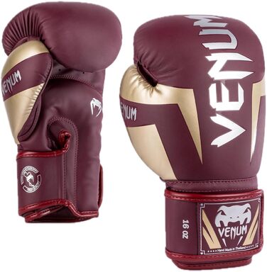 Боксерські рукавички Venum Elite Бордовий/Золотий 14 Oz