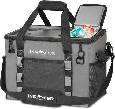 Сумка-холодильник INSMEER 40L, XXL, для 60 банок - ізотермічна сумка-холодильник з відкривачем, посилені бокові стінки, 2 тримачі для стаканів, для пікніка, кемпінгу, пляжу, подорожей