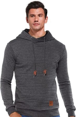Чоловічий світшот Tansozer Basic з капюшоном, довгі рукави, в клітинку, темно-сірий