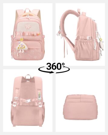 Шкільний рюкзак для підлітків: водонепроникний, великий, рожевий. Підходить для дівчат та хлопців, для школи, подорожей та повсякденного використання.