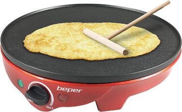 Електрична млинниця Beper BT.710Y 800Вт, червоно-чорна, антипригарне покриття, для приготування млинців та налисників