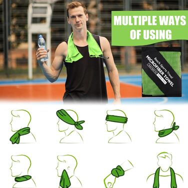 Набір рушників Neerow з мікрофібри (3 шт.): великий (152x76 см), середній (80x40 см), маленький (30x30 см), світло-зелений