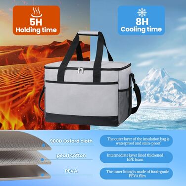 Термосумка для пікніків та відпочинку на природі 35L сірого кольору