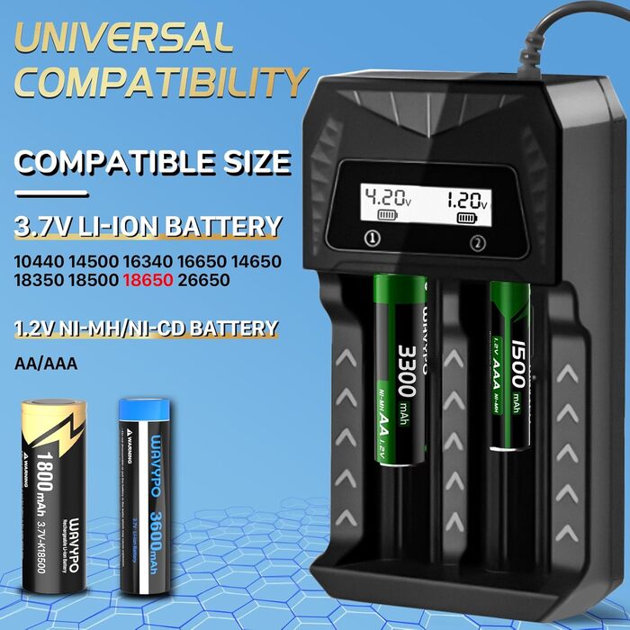 Зарядний пристрій для акумуляторів 18650 з LCD дисплеєм, 12 слотів, універсальний, швидка зарядка для 26650, 16340, 14500, 18350, 18500 AA AAA (тільки зарядний пристрій)