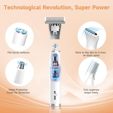 Електричний жіночий інтимо-голений апарат 5-в-1 для обличчя, бікіні-зони, ніг, носа та вух. Бездротовий, для вологого та сухого гоління. Білий.