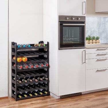 Bottle Rack - Modular, stackable design for 36 bottles, wine rack anthracite (8 modules for 48 bottles)
