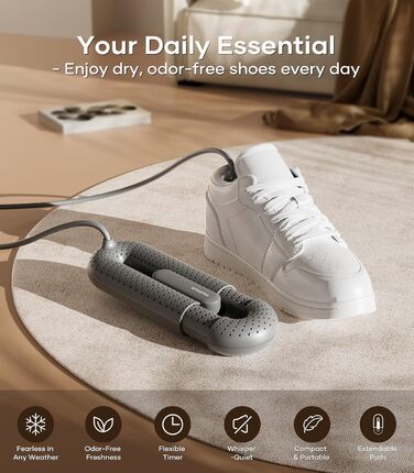 Електрична сушарка для взуття Snowpea: сушарка для черевиків, усунення запаху, автоматичне вимкнення (сірий)