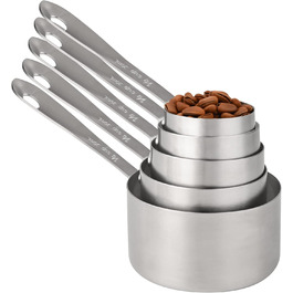 Stainless Steel Measuring Cup Set, 18/8, 5-Piece Measuring Cup Set, Durable Metric Measuring Cups for Dry and Wet Ingredients During Cooking and Baking