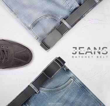 Чоловічі ремені CHAOREN 2 шт. в упаковці, 35 мм, шкіряні з автоматичною пряжкою, регульовані, ідеальні як подарунок (Carbon Gebürstet - чорний/сірий, розмір 100-110 см)