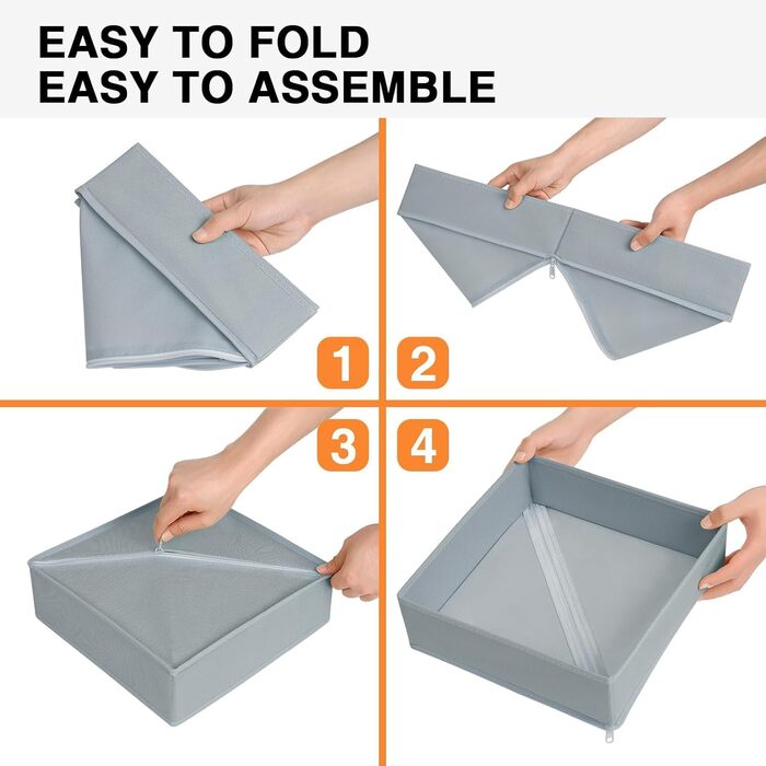 Drawer Organizer - Foldable Underwear Organizer Storage Box Fabric 16 Pieces Closet Organizer for Clothes, Socks (15 Pieces, Gray)