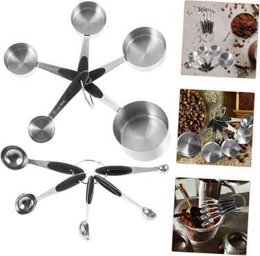 Cabilock 1 Set Stainless Steel Measuring Spoons Coffee Cups with Lid Teaspoons Pantry Cup Measuring Dry Measuring Cups Measuring Table Measuring Cups Utensil Gadgets Silica Gel