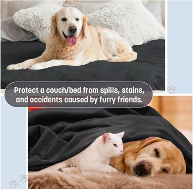 Водонепроникний килимок для собак Kritter Planet, м'який, стійкий до сечі, для дивану, ліжка, авто, меблів, XXL (229 x 203 см), (XL(203 x 152 см), чорний/чорний)