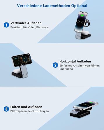 3-в-1 Станція Бездротової Зарядки: iPhone, Apple Watch, AirPods (Біла/Чорна)