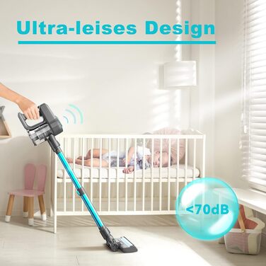 Бездротовий акумуляторний пилосос 25000Pa з антизаплутувальною насадкою та автономністю 50 хвилин. Підходить для килимів, твердих підлог та видалення шерсті тварин. Легкий ручний пилосос.