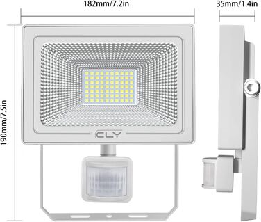 CLY 60W LED Floodlight with Motion Sensor Outdoor 5200LM Super Bright 6500K Cool White LED Floodlight IP66 Waterproof Outdoor Spotlight Brightness Adjustable Spotlight for Garden Garage Yard Sports Field Backyard