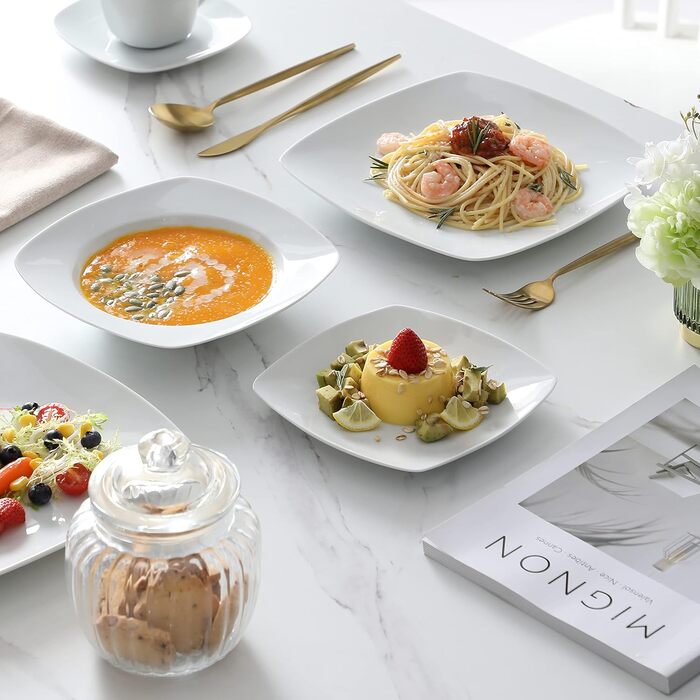 MALACASA, Julia Series, Dessert Plates Set of 6, 16.7cm Dinner Plates Porcelain, Cake Plates for 6 People.
