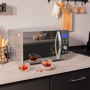 Мікрохвильова піч Cecotec Pro Clean 6110: 23 л, 800 Вт, гриль 1000 Вт, покриття Ready 2 Clean, LED, нержавіюча сталь, чорно-сріблястий колір