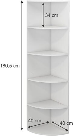 Кутова книжкова полиця Vicco Fabienne, біла, 30x60 см, 3 секції (5 секцій)