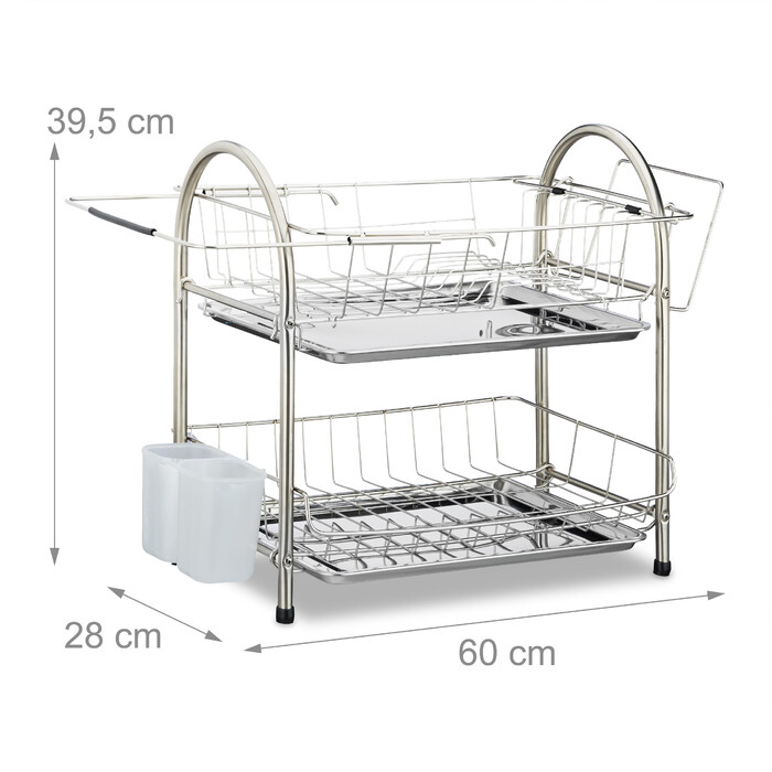 Relaxdays 2-Tier Dish Rack