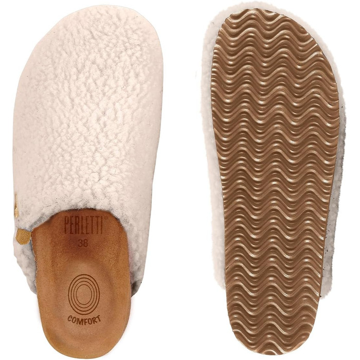 Тапочки жіночі Perletti Winter з штучного хутра, теплі, з антиковзкою підошвою, розмір 40 EU, білі