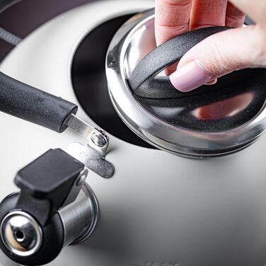 Чайник Kinghoff 1.8L з нержавіючої сталі з свистком, для індукційних плит, компактний, з відкидним ручками, чайник для плити, матовий (Бежевий)