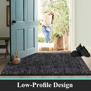 Килимок для дому та ванної кімнати SHACOS, 80 x 120 см, чорно-сірий, з антиковзаючою поверхнею