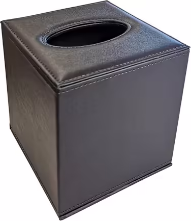 OSCO Tissue Box Cover in Faux Leather, Brown
