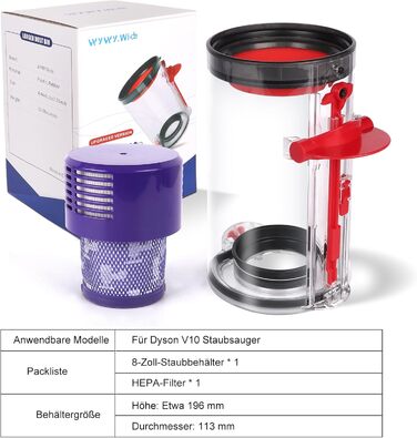 Контейнер для пилососа Dyson V10 SV12 (969509-01) з HEPA-фільтром, запасні частини