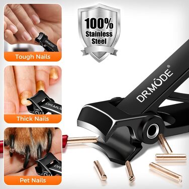 Нагрівач для нігтів для людей похилого віку з товстими нігтями, кутовий нігтьовий різак, нігтьовий різак для ніг з контейнером для збору, нержавіюча сталь, великий нігтьовий щипчик з широким отвором, ергономічний нігтьовий щипчик для чоловіків, чорний, широке відкривання та кутовий наконечник