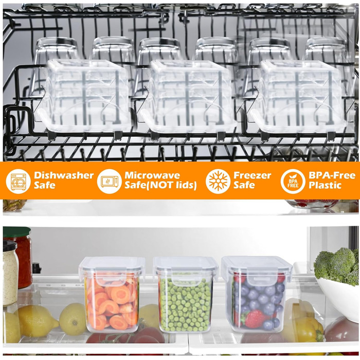 Набір контейнерів для зберігання Withosent 24 шт. з кришкою, 2L, 1.6L, 0.8L - для борошна, мюслі, кукурудзяних пластівців, з етикетками та ложками
