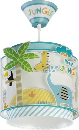 Dalber Children's Lamp Pendant Light Hanging Lamp My Little Jungle Jungle Animals Lions Elephants Giraffes Crocodile, Colorful