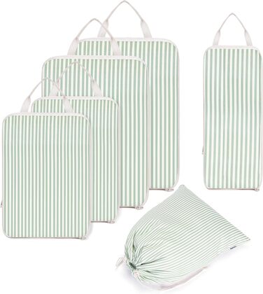 Органайзер для валізи Narwey (6 шт.) - Набір кубів для пакування, компресійні мішки, аксесуари для подорожей (комбінований, зелений)