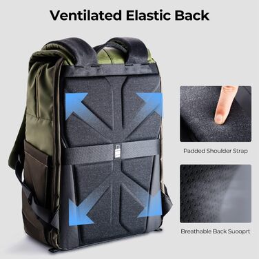 Рюкзак для камери K&F CONCEPT 20L, водонепроникний, з відділенням для ноутбука 15.6