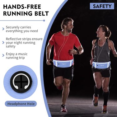 Пояс для телефону для бігу, спортивна сумка для джогінгу, водонепроникний пояс на пояс для бігу для жінок та чоловіків з 3 кишенями, велика місткість, регульований біговий пояс (Чорний + Зелений) (Синій)