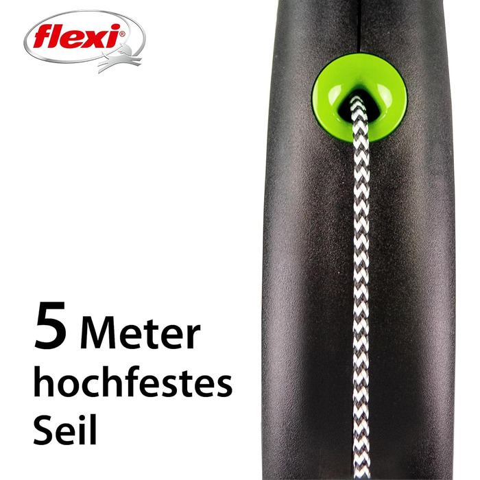 Flexi® Roll-Leine для собак до 20 кг, 5 м, чорний/зелений, M