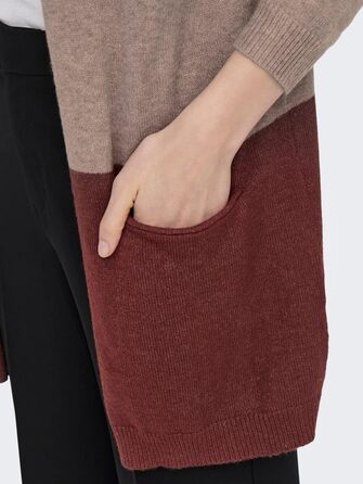 Жіноча в'язана жилетка ONLY Feale Strickjacke ONLQUEEN Sand Stripes / Бежево-коричневий, розмір L