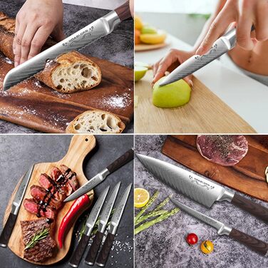 Набір кухонних ножів Hoablorn 15 предметів з блоком: високоякісні ножі з акціїєю, підставка з міцним магнітом, ідеальний подарунок на новосілля та весілля