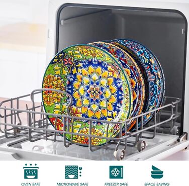 Набір супових тарілок Vancasso (4 шт), керамічні салатники, великі сервіровочні тарілки, 1260 мл, багатобарвні