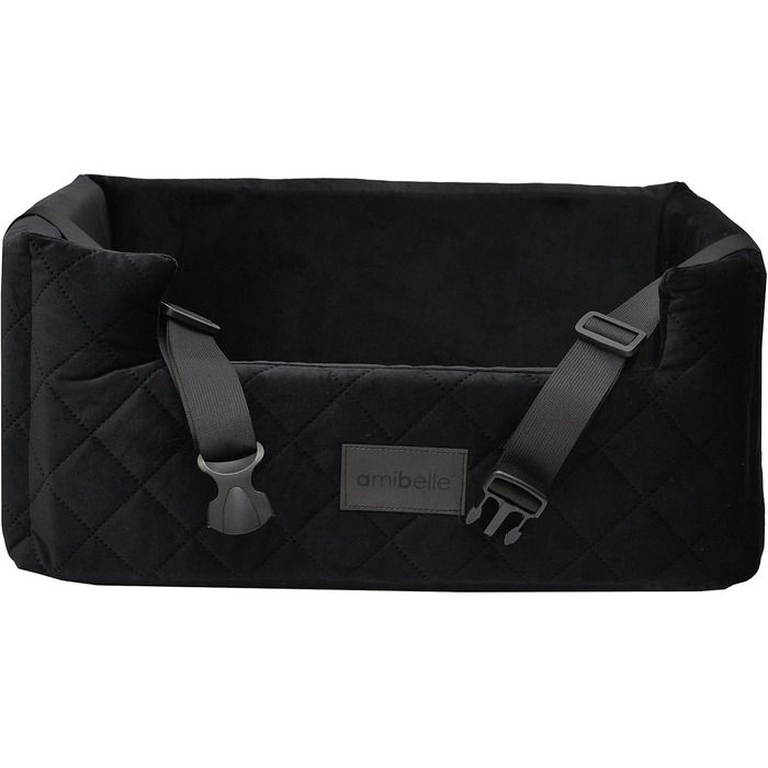 Автокрісло для собак та котів | Чорний велюр, розмір L (57x50 см) | Зручне автоліжко для тварин