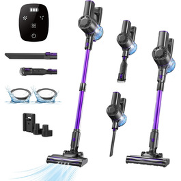 Бездротовий пилосос Vexilar V12 Akku: 50 хв роботи, 50 кПа, 450 Вт, антизаплутана щітка, легкий, безщітковий двигун, підходить для твердих підлог, килимів, шерсті тварин (фіолетовий)