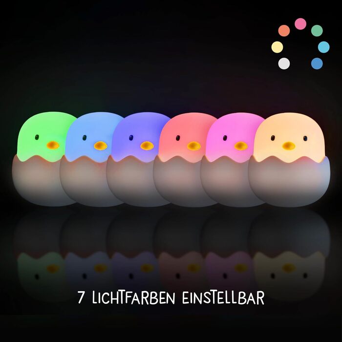 MegaLight LED Night Light Kids RGB Color Changing | Night Light Baby without swallowable small parts | Nursing light dimmable timer | Night lamp for children's room touch USB | (Eggy Egg)