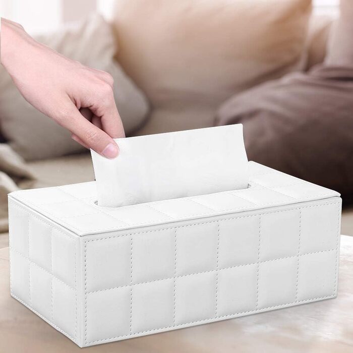 KINGFOM Коробка для серветок прямокутна для дому/офісу/автомобіля (Біла)