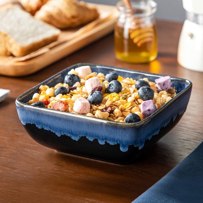 Набір посуду Vancasso Bonita 24 елементи, блакитний, кераміка, сервіз для 6 осіб, ручна робота, з візерунком спіралей