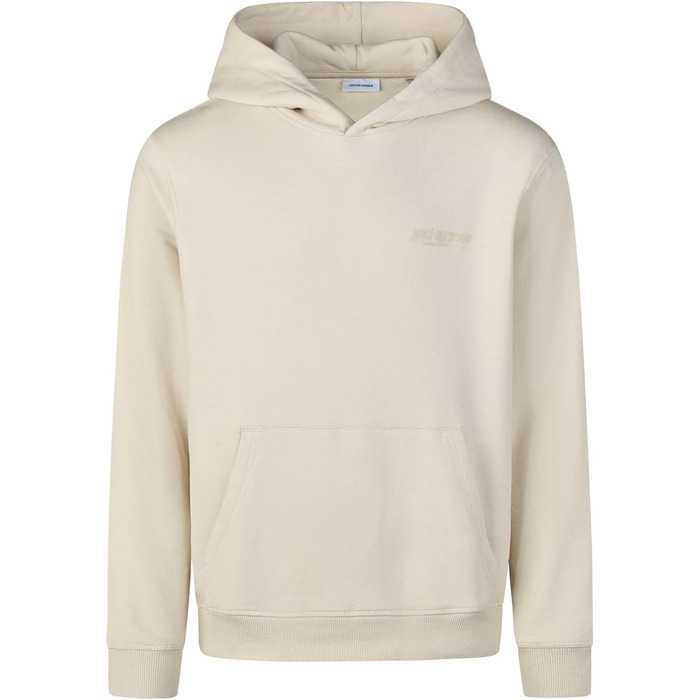 Чоловічий худі JACK & JONES Relaxed Fit з принтом JWHINTERLUDE, світло-бежевий (Moonbeam), розмір L