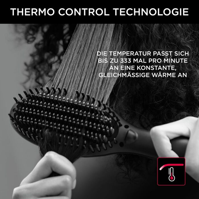 Прямий гребінь Rowenta x Karl Lagerfeld CF582L для всіх типів волосся | Швидке випрямлення | Керамічне покриття | Іонізація | Чорний