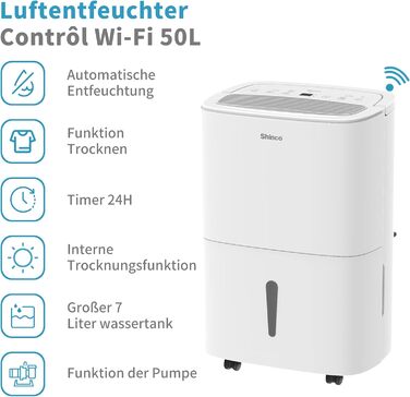 SHINCO 30L Електричний Зволожувач Повітря з WiFi, 30л, для 105м³ (35м²), Автоматичний перезапуск, Таймер 24г, Фільтр Активне Вугілля, Постійний Злив, SDZ1-50D