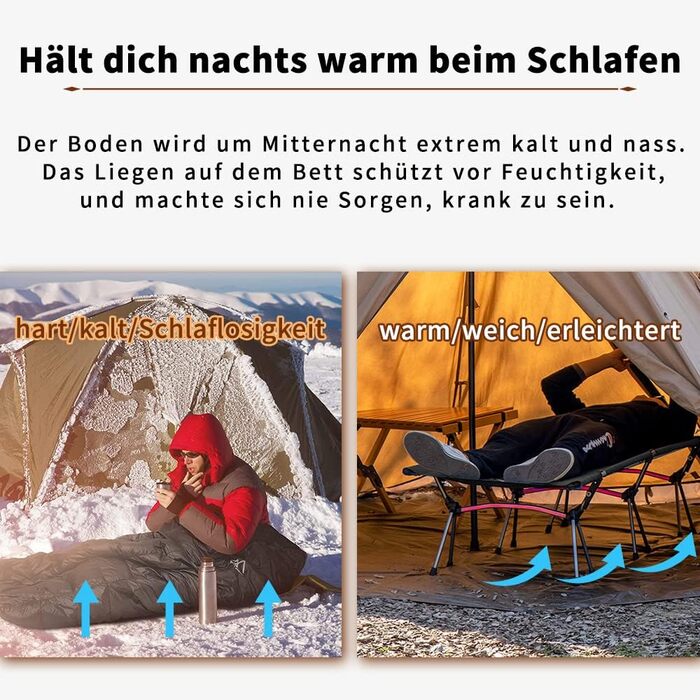 Легке туристичне ліжко TOMOUNT: компактне кемпінгове ліжко з алюмінієвого сплаву для відпочинку на природі, балконі, у саду або під час подорожей