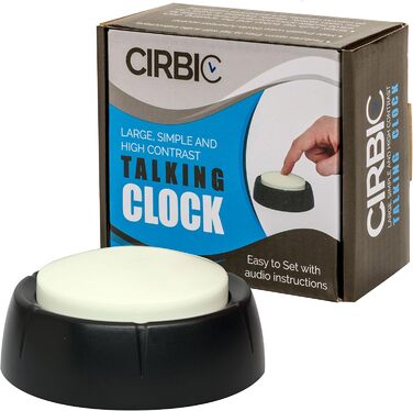 Cirbic Large Talking Clock for Blinds - Announces Time, Date, and Day of the Week. Perfect for the Visually Impaired, Elderly, and Hearing Aid Users (white)
